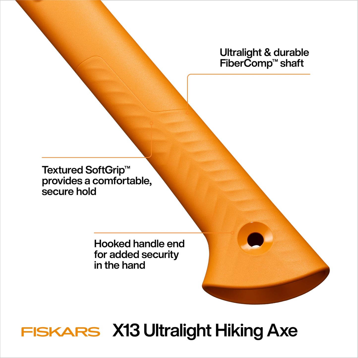 Fiskars X13 Ultralight Hiking Axe 13", Camping Hatchet, Forged Steel Blade