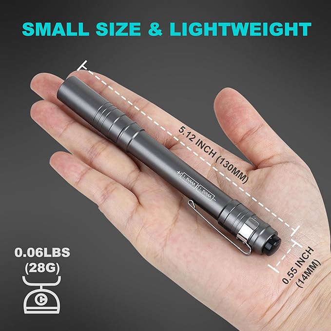 FASTPRO 6-Pack Pen Light, Aluminum LED Penlights with Batteries Included & Pre-Installed, Pocket Pen Flashlight for Inspections, Repairs, Camping and Emergencies