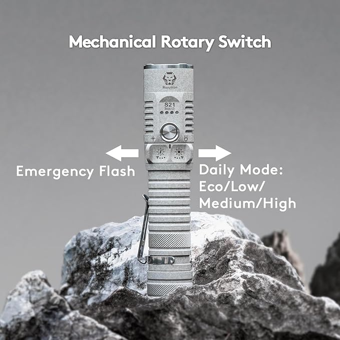 RovyVon S21 High Lumen Rechargeable Bright Flashlight 3000 Lumen,400M Long Throw Searchlight with Easy Use Mechanical Ratary Switch,Magnetic Base,IPX8 Waterproof for Home,Hunting,Searching,Rescue