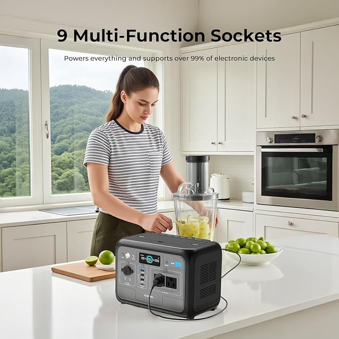 OUKITEL P800 Portable Solar Generator with 200W Solar Panel, 512Wh Solar Power Station with 2x800W AC Outlets (1600W Peak), 500W Fast Charging, Emergency Power Station for Home, Camping & RVs
