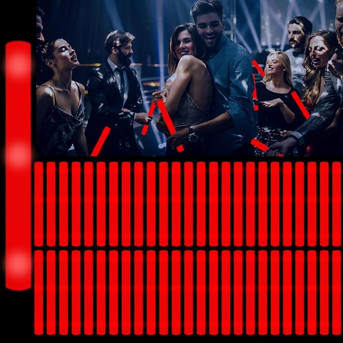 48Pack LED Glow Foam Sticks Bulk,Light Up Glow Sticks with 3 Flashing Modes,Red Glow Wands Party Pack,Glow In The Dark Party Supplies for Valentines Day,July 4th, Wedding,Birthday,Concert