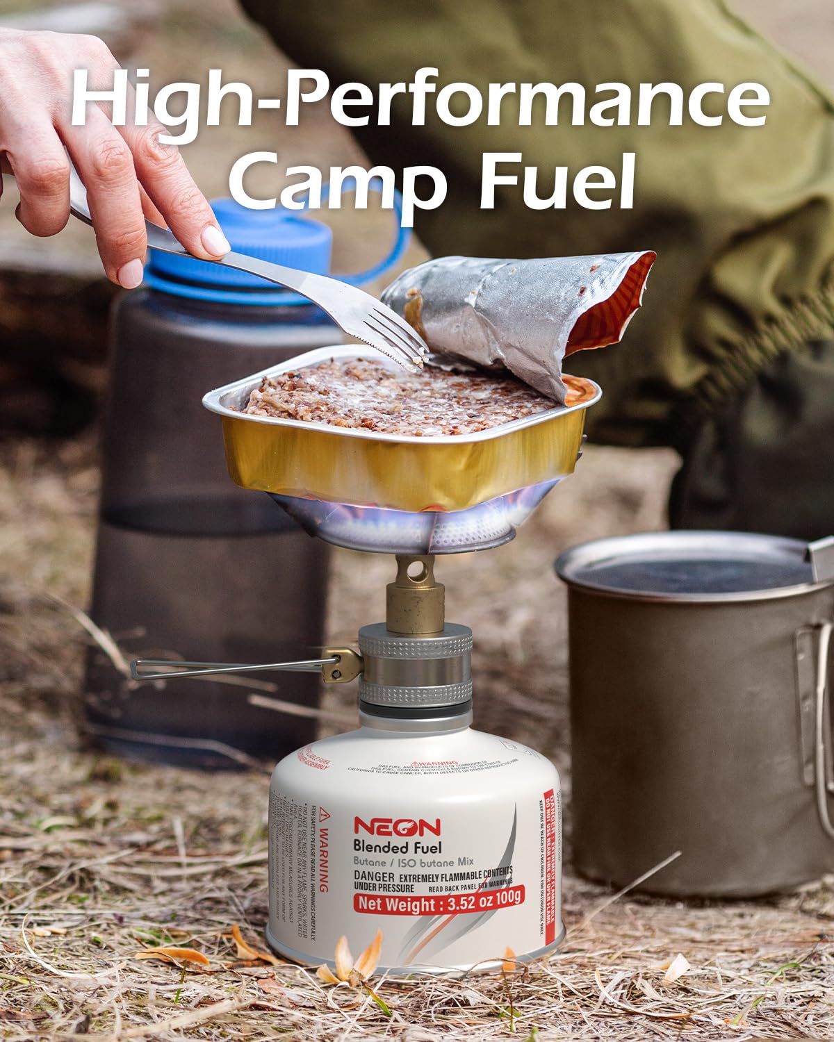 NEON Isobutane Fuel Canister, Portable Camping Gas 100g, Efficient and High Output Butane for Camp