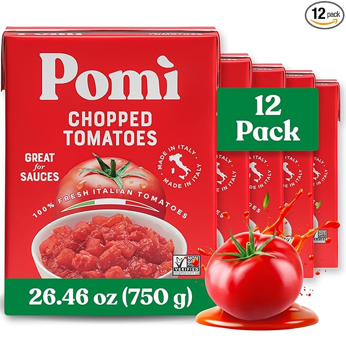 Pomì Chopped Tomatoes 26.46oz (Pack of 12) - Non-GMO, Gluten-Free, BPA-Free - 100% Fresh Italian Tomatoes for Sauces, Pasta & Pizza, Canned Tomatoes Alternative