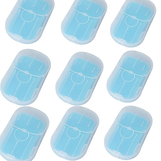 1 Pc Blue Portable Mini Travel Soap Sheets,Simple Paper Sheets Disposable Water Soluble Hand Washing Bath Scented Paper Soap Camping and Shampoo for Outdoor, Camping Hiking,Personal Care