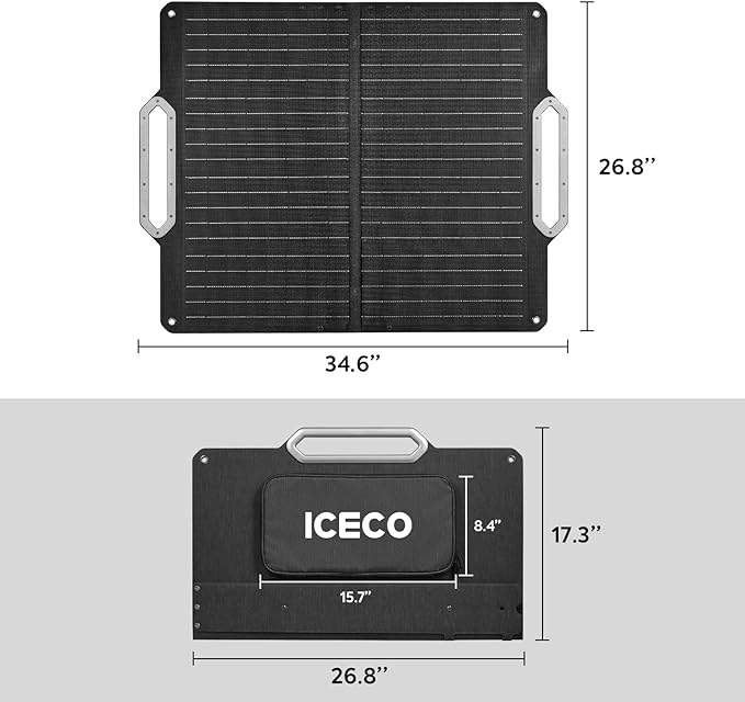 ICECO SP80 Portable Solar Panels 80W, High-Efficiency Monocrystalline Solar Panel, Foldable Solar Charger with Adjustable Kickstand, Waterproof IP67 for Outdoor, Camping, RV and Emergency Backup