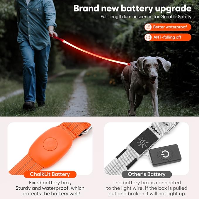 LED Dog Leash, Light Up Dog Leash 4 Ft USB Rechargeable Waterproof, Nylon Reflective Leashes with Padded Handle for Dogs Night Walking Light, Safety Glow in The Dark for Large Medium Pets (Orange)