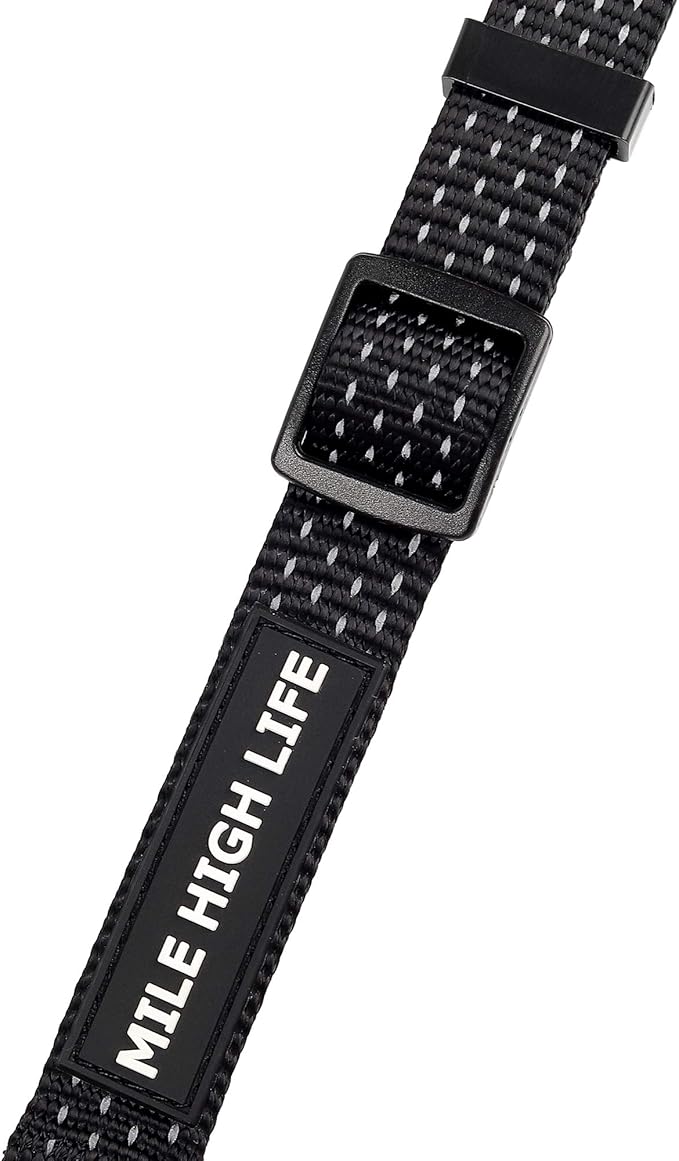 Mile High Life Dog Collar, Nylon Reflective Dog Collars w Pull D-Ring, Light Weight Adjustable Puppy Collars, Dog Collars for Large Dogs(Black, Large)