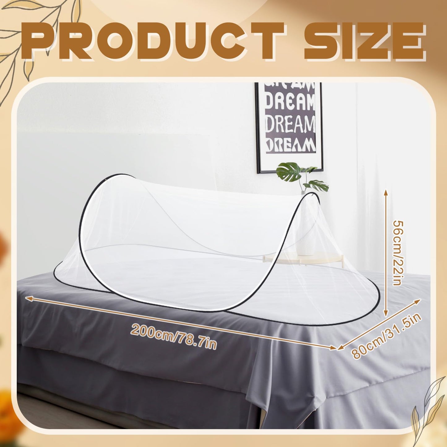 Vincreem 2 Pcs Mosquito Netting for Camping Bed 78 * 31 * 22 Inch, White