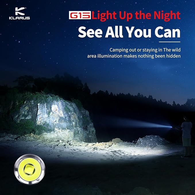 KLARUS G15 4000 High Lumen Pocket EDC Flashlight, 2A USB-C Fast Rechargeable, 200 Hours Long Lasting Compact Flash Light with Clip, IPX8 Waterproof, Portable for Camping, Inspection, Patrol, Emergency
