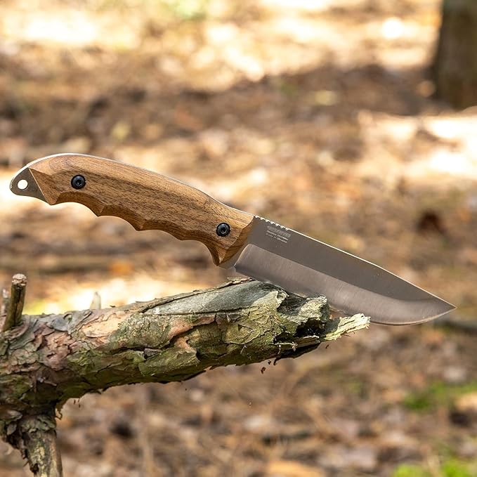 BPSKNIVES HK6 - Handmade Stainless Steel Knife - Fixed Blade Full Tang Bushcraft Knives - Scandinavian Camping Hunting Knife With Leather Sheath - Utility Outdoor Knives