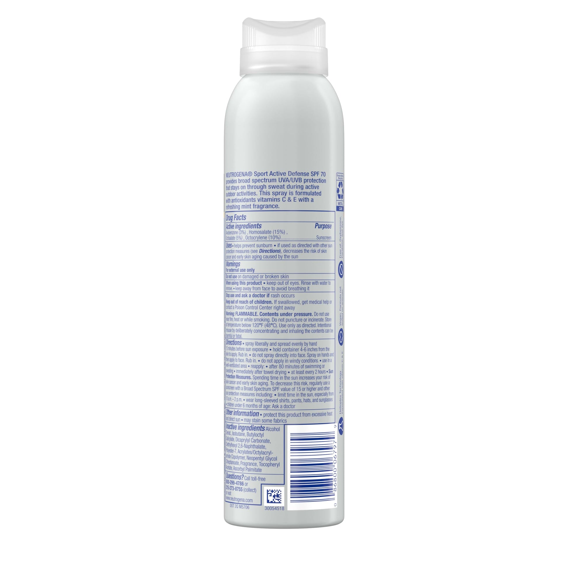 Neutrogena Sport Active Defense Sunscreen Spray SPF 70, 2 x 5 oz