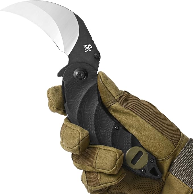 Sitivien ST160 Pocket Folding Knife,K110 Steel Blade with G10 Handle EDC Tool Knife for Outdoor Camping,Hiking,Fishing(Green)