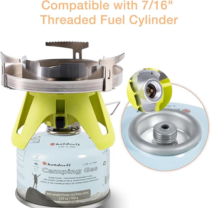 Hotdevil Bottletop Propane Camping Stove Portable 1-Burner Adjustable Stove with Wind Baffles Pressure Regulator equivalent to Gas One Great for Outdoor Hiking Cooking Backpacking campingï¼? More
