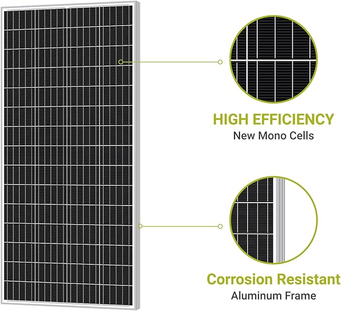 Newpowa 180W(Watt) 9BB Solar Panel 12V Monocrystalline High Efficiency PV Module Off Grid for RV Trailer Camper Rooftop