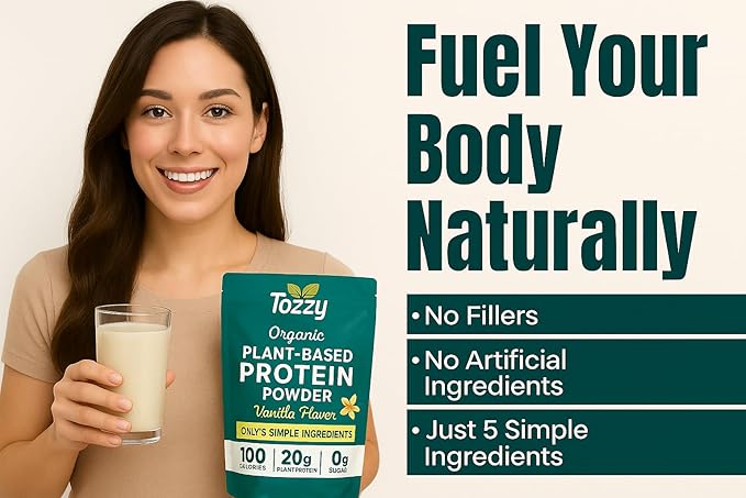 TOZZY Plant Protein ??Vanilla | Only 5 Simple Ingredients | 20g Protein, 0g Sugar | Vegan Pea Protein