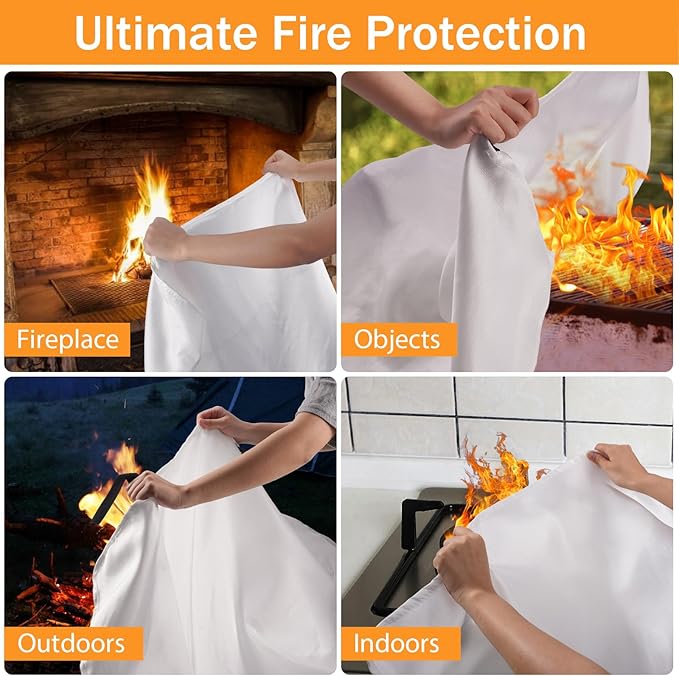 KANHIRO Emergency Fire Blanket for Home Kitchen - Fiberglass Fire Suppression Blanket Great for School, Fireplace, Grill, Car, Office, Warehouse (1 Pack, 39 in X 39 in)