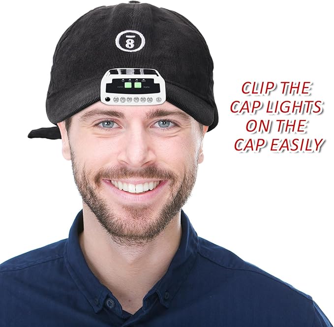 Mudder LED Clip on Cap Lights USB Rechargeable Cap Flashlight Clip Waterproof Ultra Bright Hat Flashlight Headlamp for Fishing Camping Hand Work