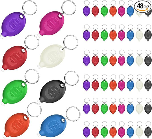 Mini LED Keychain Flashlights Ultra Bright and Compact Portable Keychain Flashlight, Small Emergency Flashlight for Outdoor and Everyday Use - Multicolor Shell (48PCS)