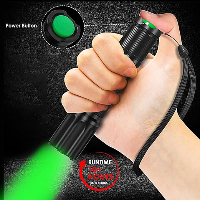 ULTRAFIRE Hunting Green Flashlight - 382 Yards Green Light Predator Light 520nm-540nm Green Tactical Flashlight with Picatinny Rail Mount and Pressure Switch Kit for Hogs,Coyotes, Varmints