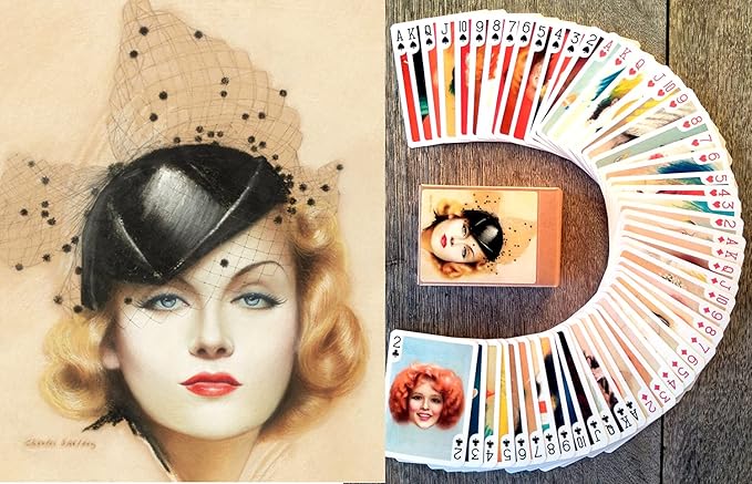 Lady of Belle Epoque Playing Cards (Poker Deck 54 Cards All Different) Vintage Retro Woman Portraits by Charles Gates Sheldon
