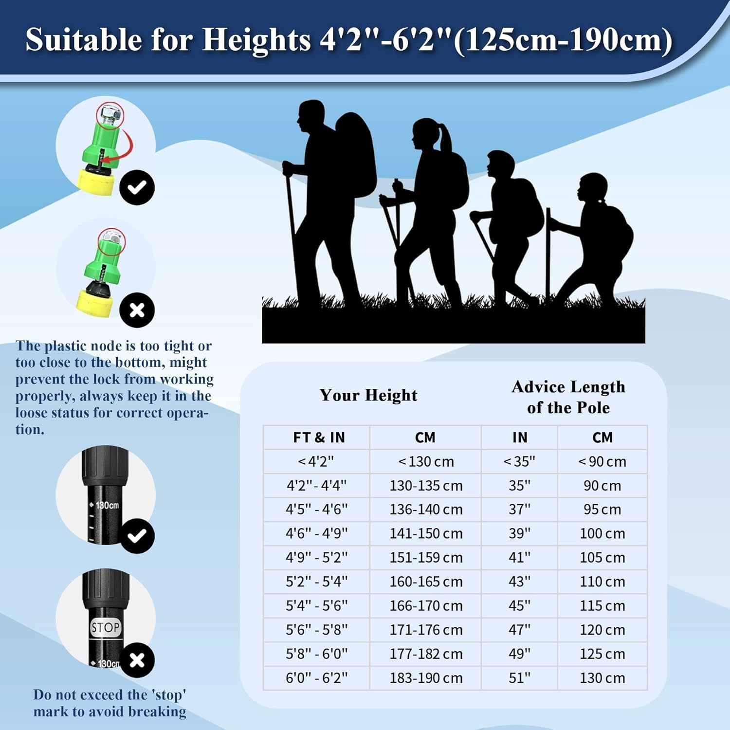 Telescopic Trekking Poles for Hiking, Anti-Shock Nordic Walking Sticks