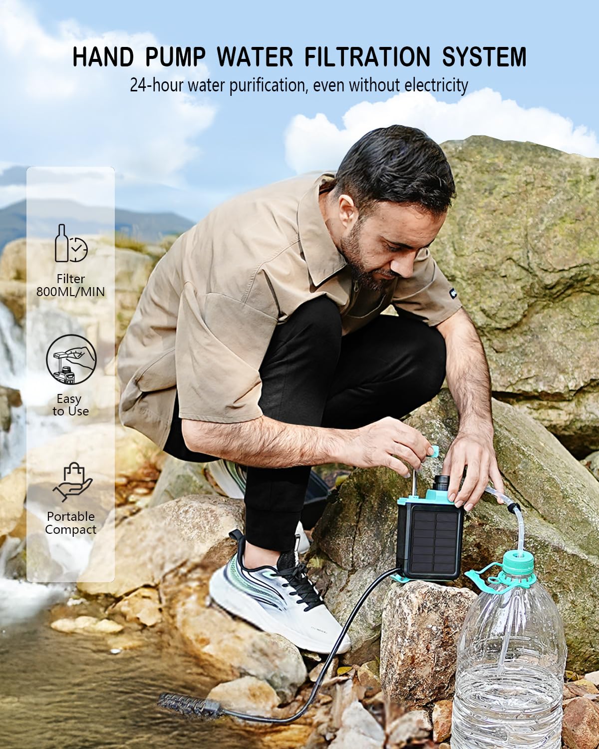 BKLES 3-in-1 Water Filter System for Survival Gear & Emergency Preparedness