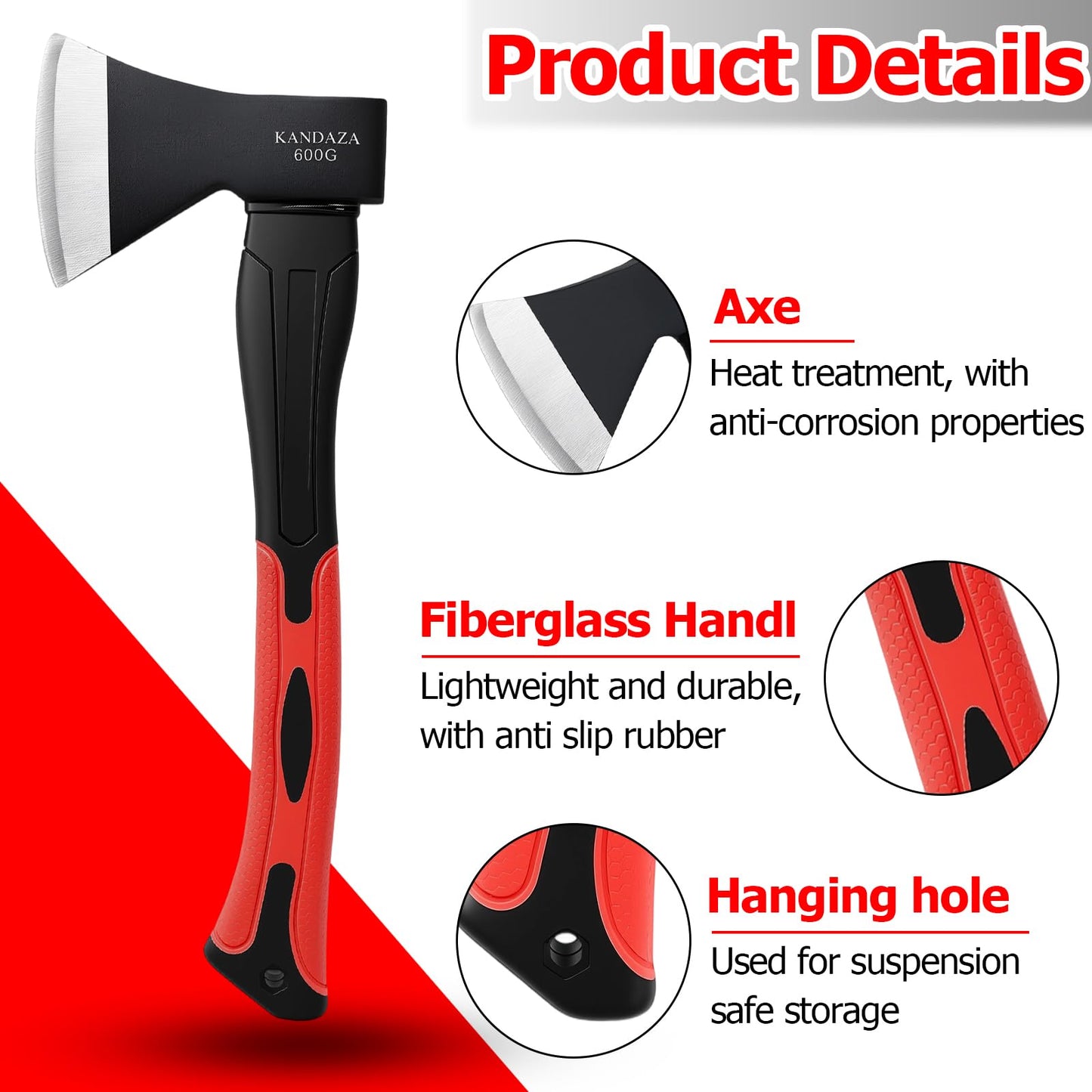 15 Inch Camping Hatchet Axe for Kindling & Wood Chopping