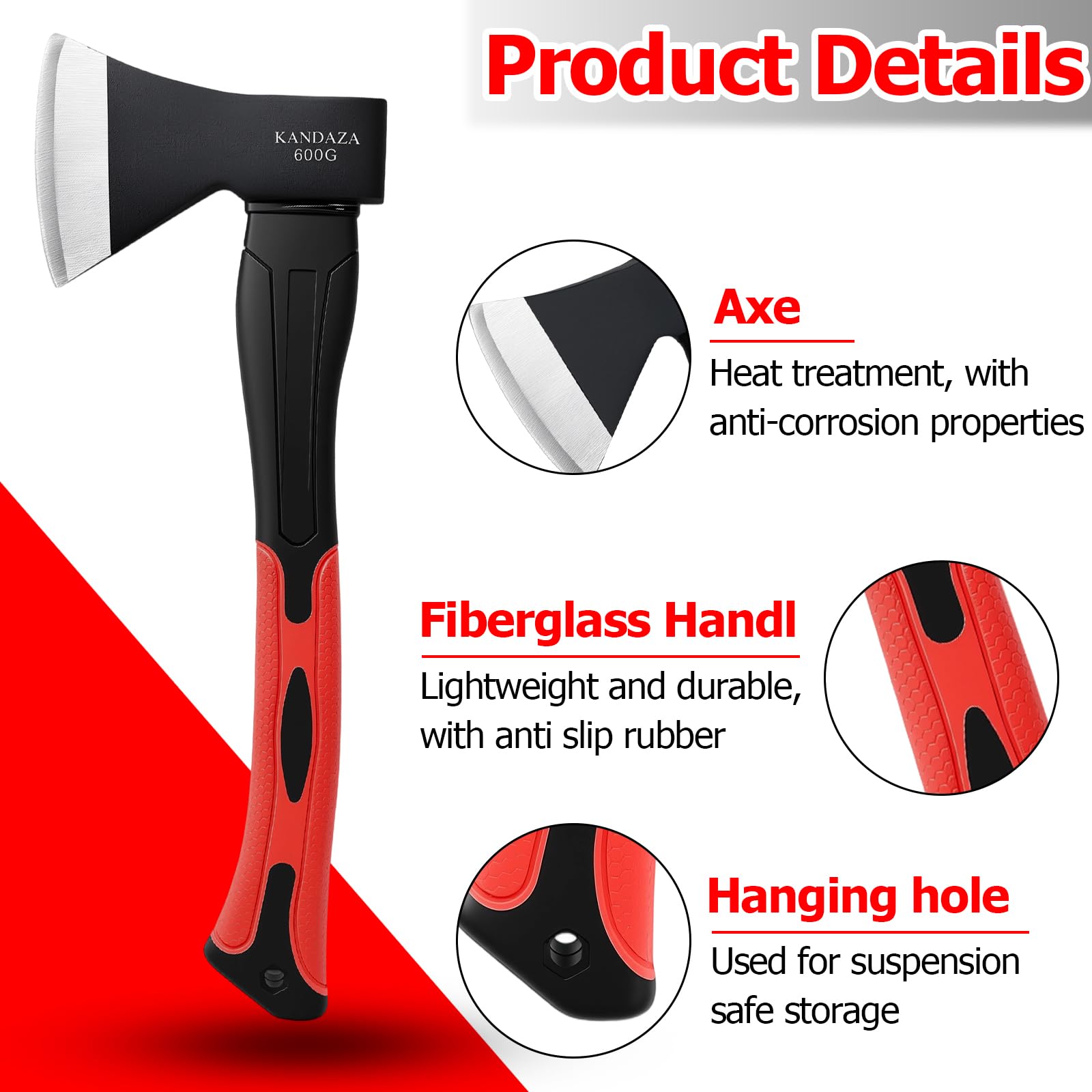 15 Inch Camping Hatchet Axe for Kindling & Wood Chopping
