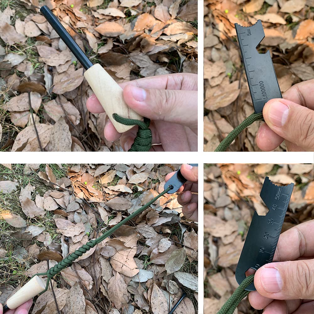 Fire Starter Survival Kit, Larger Ferro Rod with Striker Lanyard 3in Long Flint and Steel, 13.8in