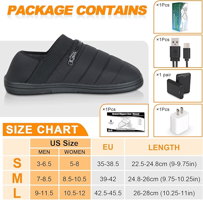 Heated Slippers, BIAL 7.4V Unisex Heat Foot Warmers Electric Heating Pad Foot Heater, Rechargeable Battery Shoes