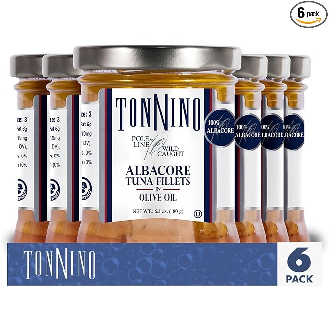 Tonnino Tuna Fish Albacore - Olive oil ??Pack of 6 ??Alternative to Salmon ??Protein Snacks ??Ready to Eat Meals