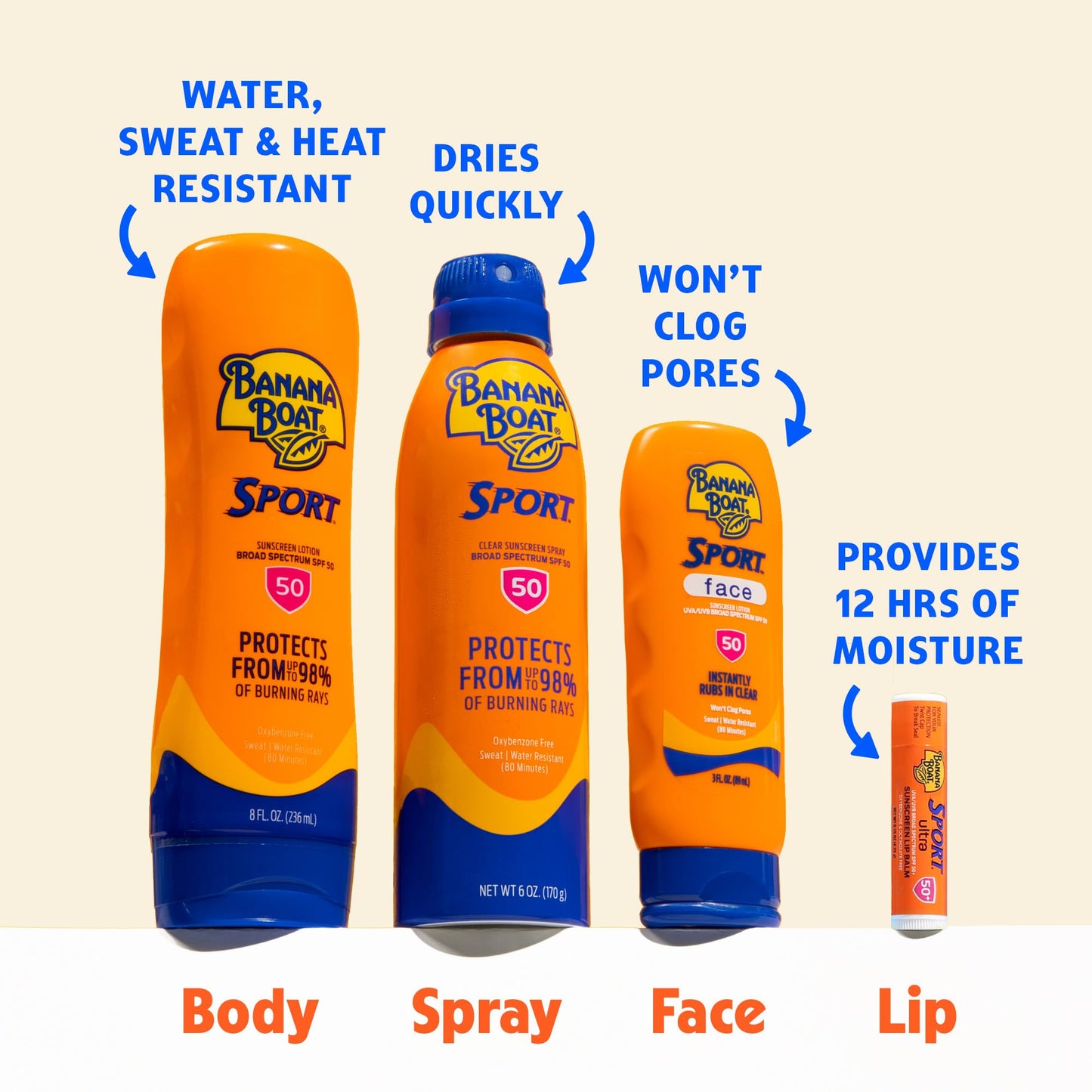 Banana Boat Sport SPF 50 Sunscreen Spray, 6 oz (2 Pack)