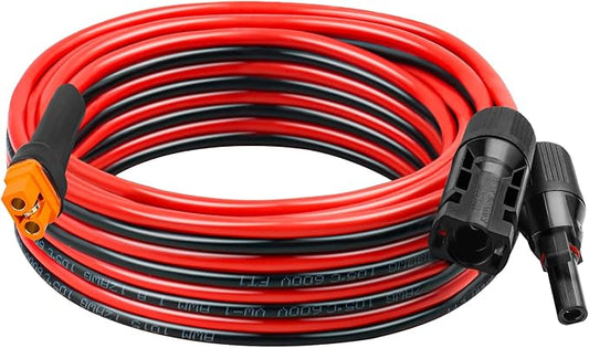 XRDS -RF 12AWG Solar to XT60i Extension Cable 20FT– Tinned Copper, Heavy-Duty XT60i Female Wire for Solar Panel, Battery, and Power Station, Low Resistance