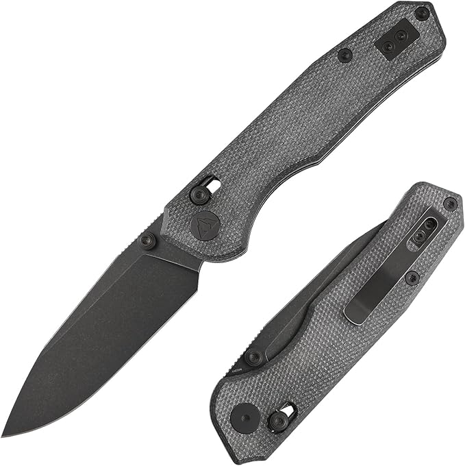 CMB Explorer Micarta Handle 14C28N Steel Blade Crossbar Lock Knife Pocket Folding Tactical Survival Camping Hiking Outdoors EDC Knife with Pocket Clip for Men Women CMB-18 (CMB-18B)