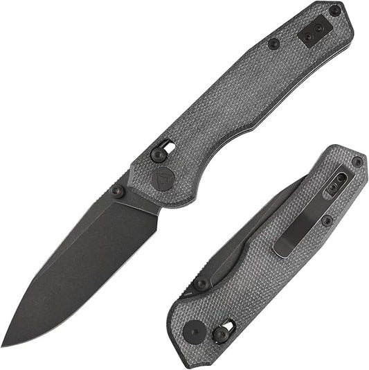CMB Explorer Micarta Handle 14C28N Steel Blade Crossbar Lock Knife Pocket Folding Tactical Survival Camping Hiking Outdoors EDC Knife with Pocket Clip for Men Women CMB-18 (CMB-18B)