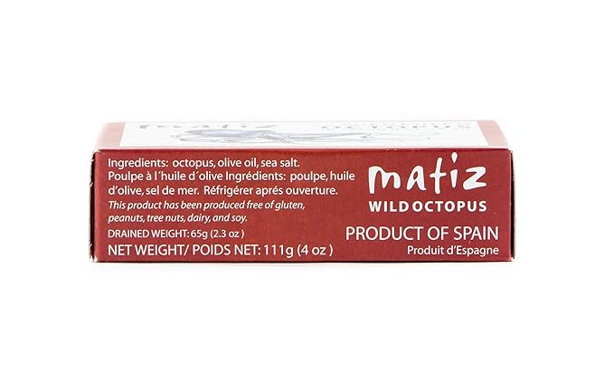 Matiz Pulpo Wild-Caught Pulpo Spanish Octopus in Olive Oil 4.0 Oz, (5 Pack)