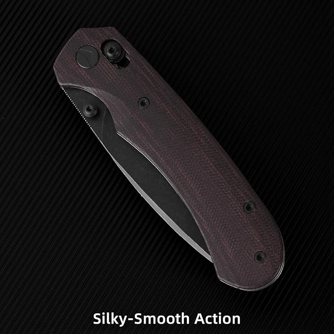 Folding Knife,Pocket Knife,3.31??154CM Blade,Erogonomic Canvas Micarta Handle,Survival Camping Knife with Pocket Clip,EDC Knife for Camping, Hunting, Hiking, Survival,Red