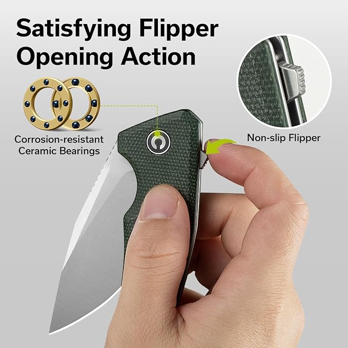 CIVIVI Pocket Knife for EDC, Regulatron Folding Knife for Men with Flipper Opener, Liner Lock, 2.98" Nitro-V Blade Micarta Handle for Camping, Hunting C23006-2