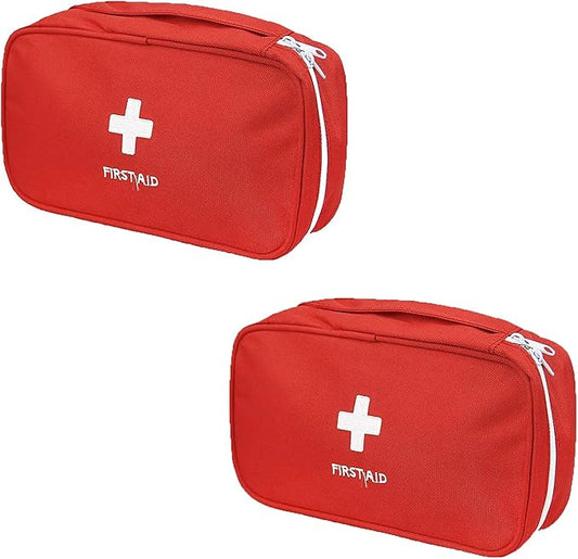 First Aid Bag - First Aid Kit Empty for Home Outdoor Travel Camping Hiking, Mini Empty Medical Storage Portable Pouch (2 Pieces Red Bag)
