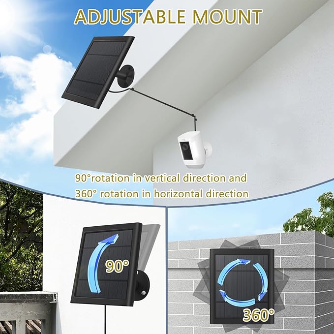 Solar Camera Outdoor Wireless for Ring Solar Panel 10FT/3M Cable for Ring
