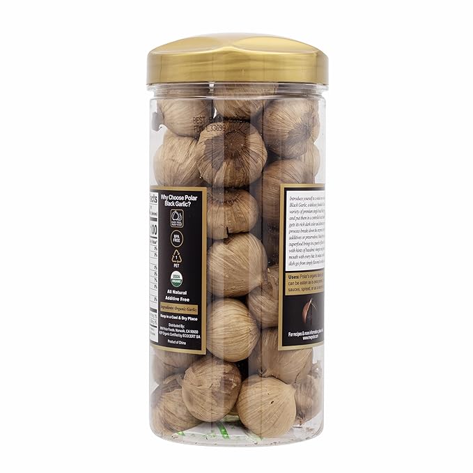 MW Polar USDA Organic Black Garlic 20 oz (Pack of 1), Whole Bulbs, Easy Peel, All Natural, Chemical Free, Kosher Friendly Ready to Eat Healthy Snack