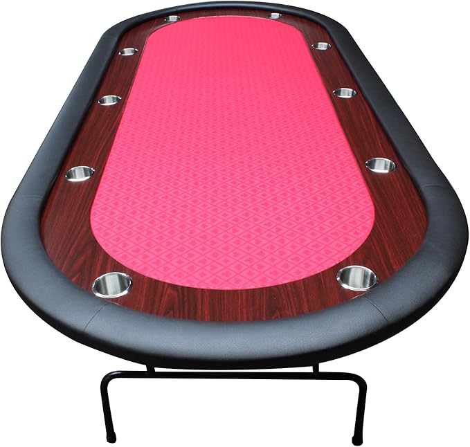 Poker Table 96 inches Light Series for 10 Player Games with Cup Holders Wooden Racetrack Felt