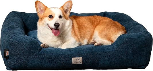 Furry's Paradise Foam Cuddler Waterproof Bolster Pet Bed with Reversible Cushion, Recycled Fibers and Non-Slip Bottom. (Deeper Waters, Orthopedic Small)
