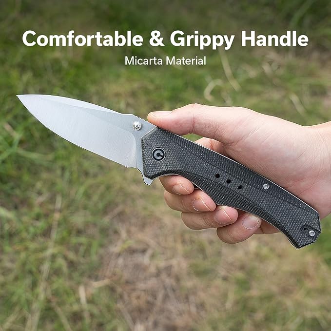 CIVIVI Photonix EDC Pocket Knife, Folding Knife with 3.7" 14C28N Blade Micarta Handle with Pocket Clip for Men Women, Camping Hiking Fishing Knife C23081B-3, Dark Green