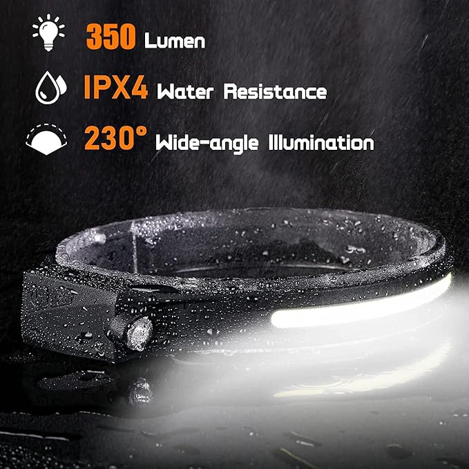3 Pack Rechargeable LED Headlamp, Motion Sensor, 230 Wide Beam, Light Buddy Headlamp, Suitable for Camping, Hiking, Walking, Running, Cycling