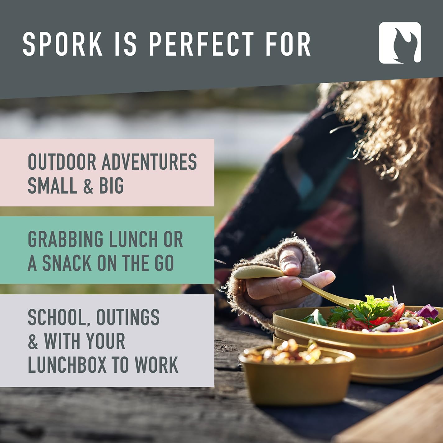 Light My Fire Spork Original 4-Pack 3-in-1 Camping Spoon Fork Knife Combo Reusable Travel & Camping