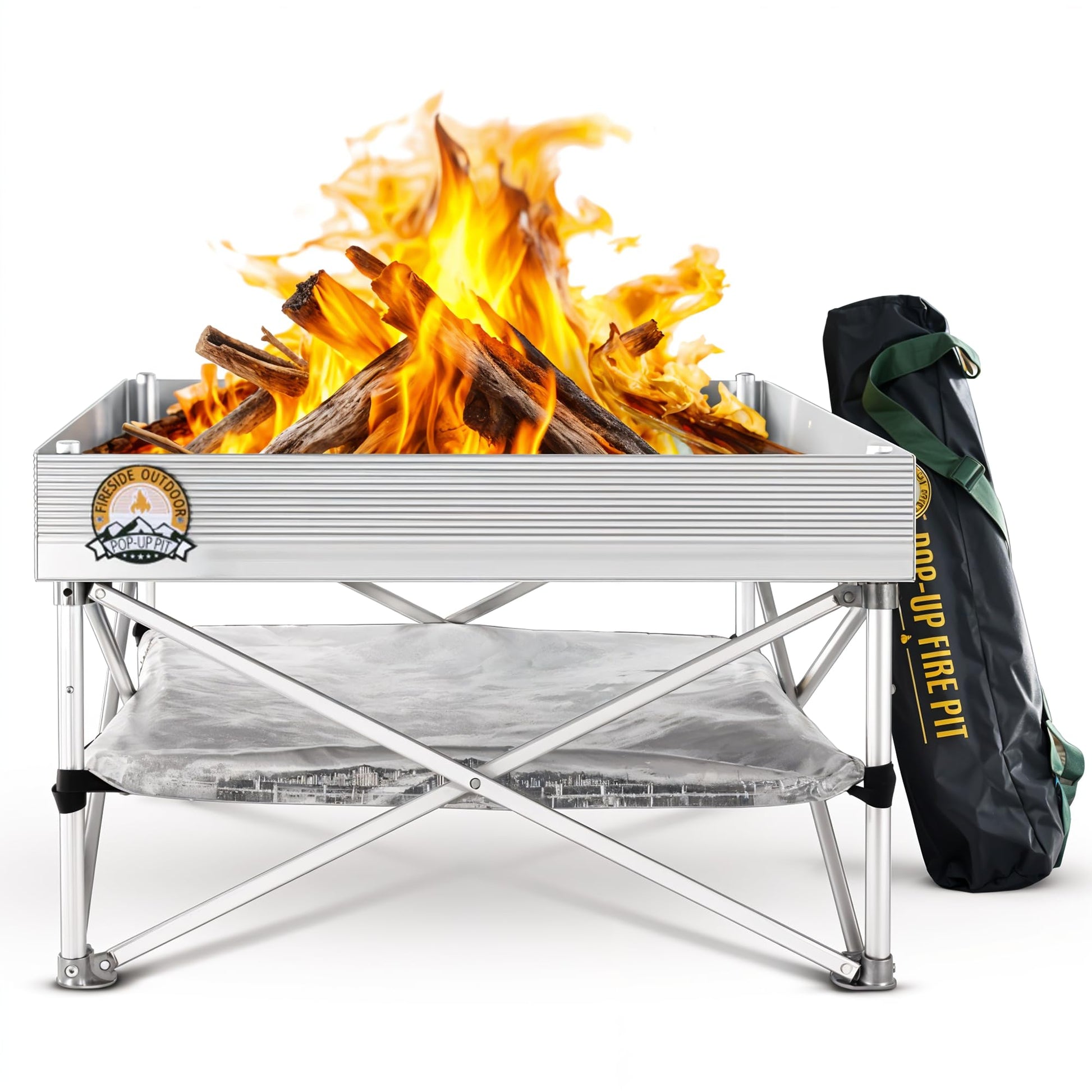 Fireside Outdoor Portable Fire Pit for Camping, Portable Fire Pit Grill for Backyard, Outdoor