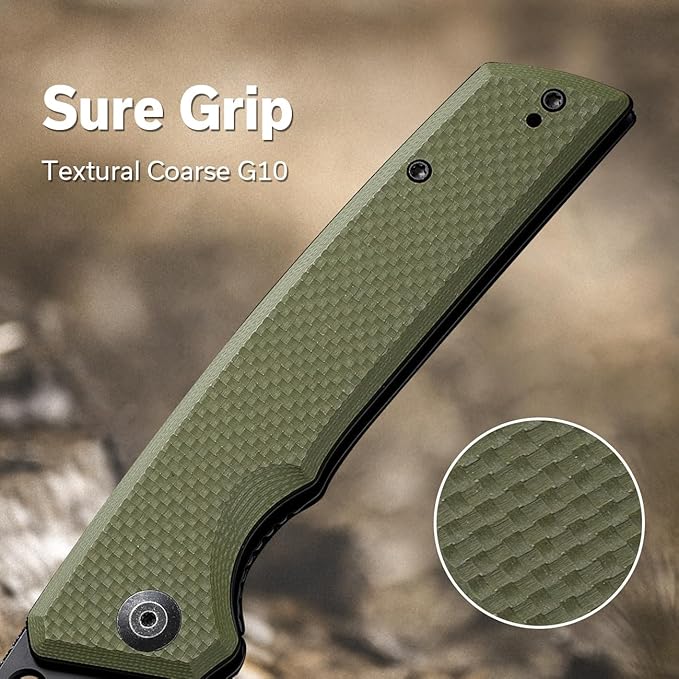 SENCUT GlideStrike Pocket Knife for EDC, Folding knife with Thumb Hole Openning, Textural Coarse G10 Handle with Deep Pocket Clip, Ideal Gift for Men Women S23018-3 (OD Green)