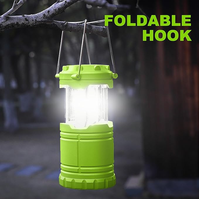 2-Pack LED Green Camping Lanterns, Portable Camping Lights, Outdoor Handled Lamps, Essential Emergency Lights for Power Outages, Hiking, Hurricane
