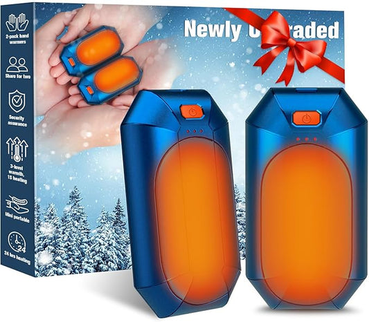 AI Hand Warmers Rechargeable 2 Pack, Portable Electric Rechargeable Hand Warmer, 20Hrs Long Heating Electric Hand Warmer, Gifts for Women, Men, Raynauds, Pain Relief，Camping,Golf,Outdoors,Indoor